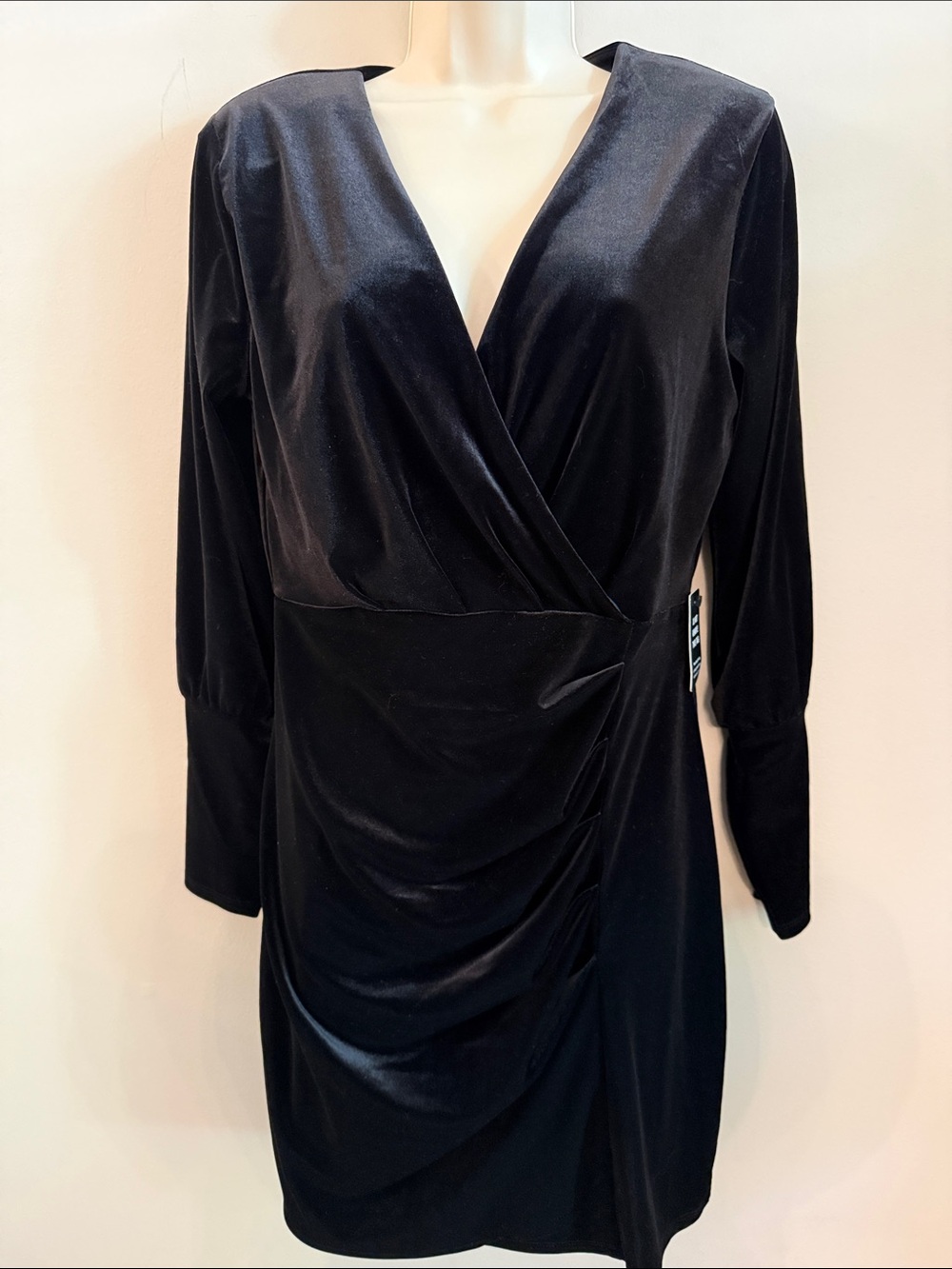 Express Black Velvet Wrap-Style Mini Dress Classic Chic Size Medium